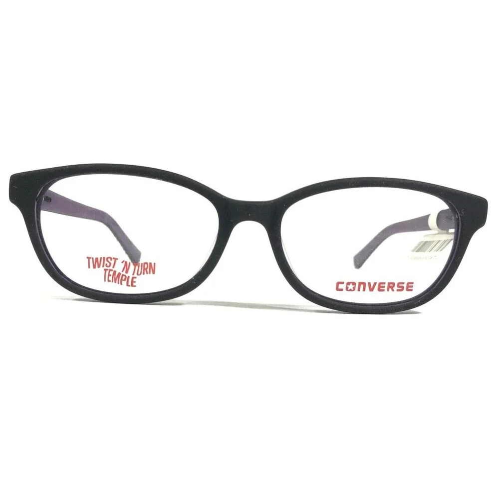 Converse Kids Eyeglasses Frames K022 BLACK Purple Round Full Rim 49-15-130
